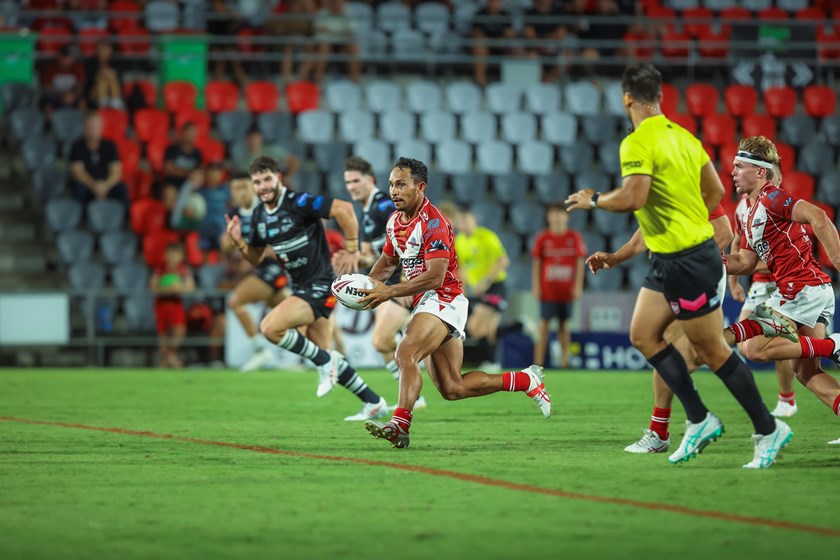 Trai Fuller in action for the Redcliffe Dolphins in the Hostplus Cup in Round 1 this year.