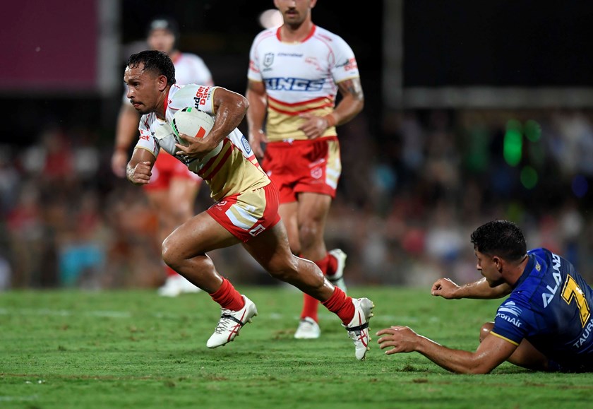 Trai Fuller with the ball against the Eels in Darwin.