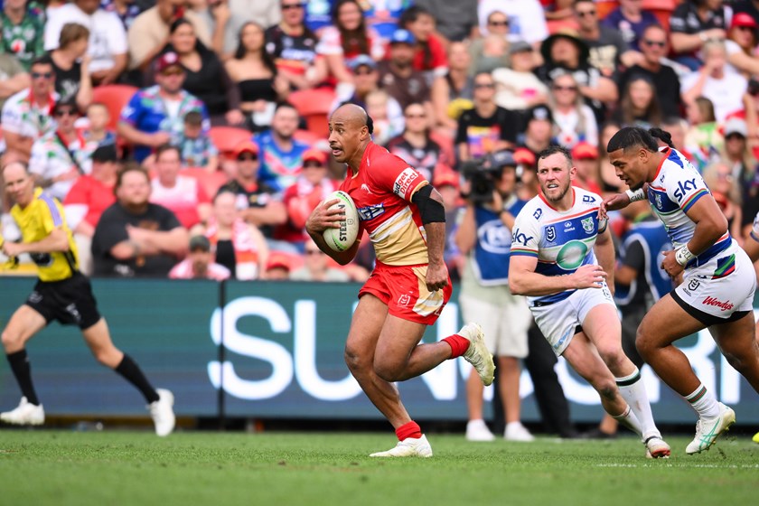 Felise Kaufusi with the ball in the Round 23 win against the Warriors.