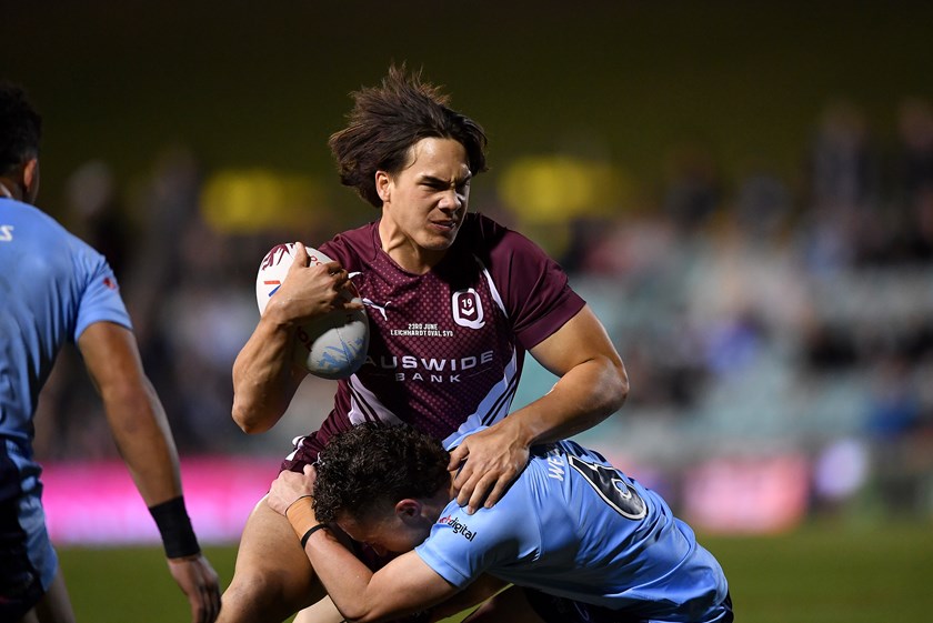 Jack Howarth playing for the junior Queensland Maroons. The forward - who is playing in the centres for Melbourne - has been tipped for big things from a young age.