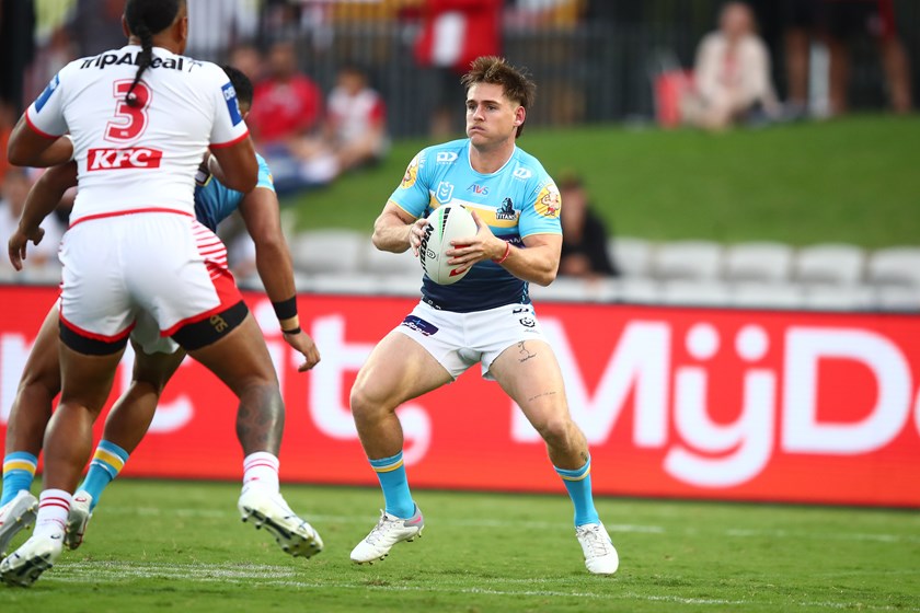 AJ Brimson in action against St George Illawarra Dragons. 