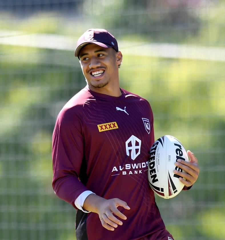 Murray Taulagi at Maroons training. 