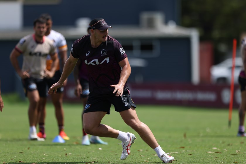 Fletcher Baker at Broncos trainining.