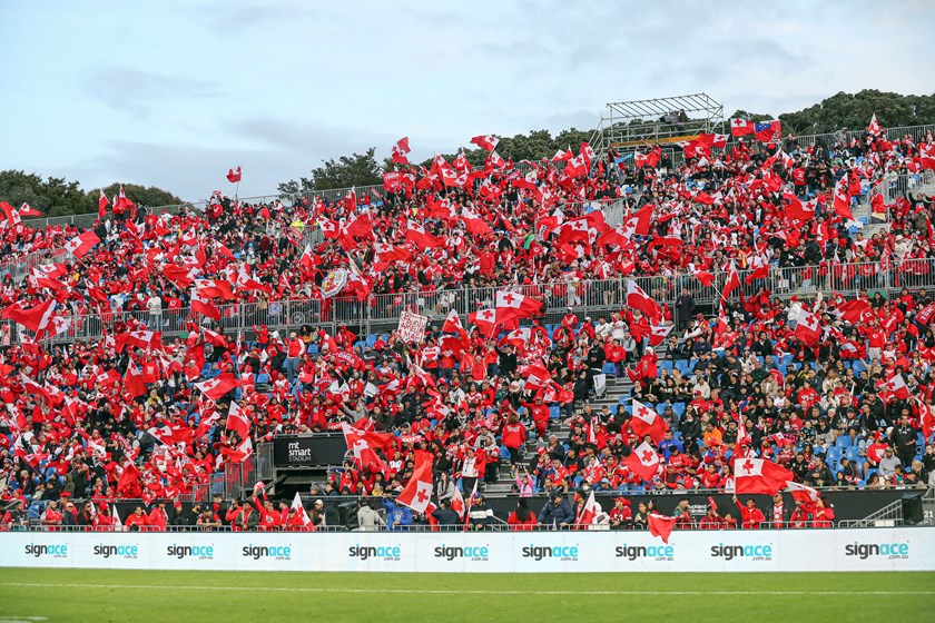 Tonga fans in the stands in Auckland in 2022.