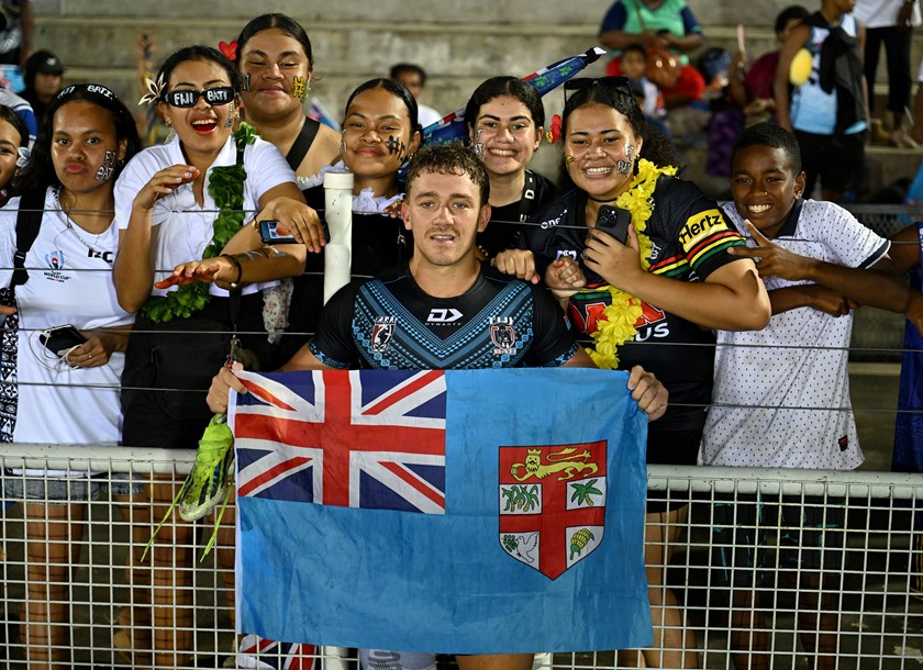 Kurt Donoghoe with supporters in Fiji.