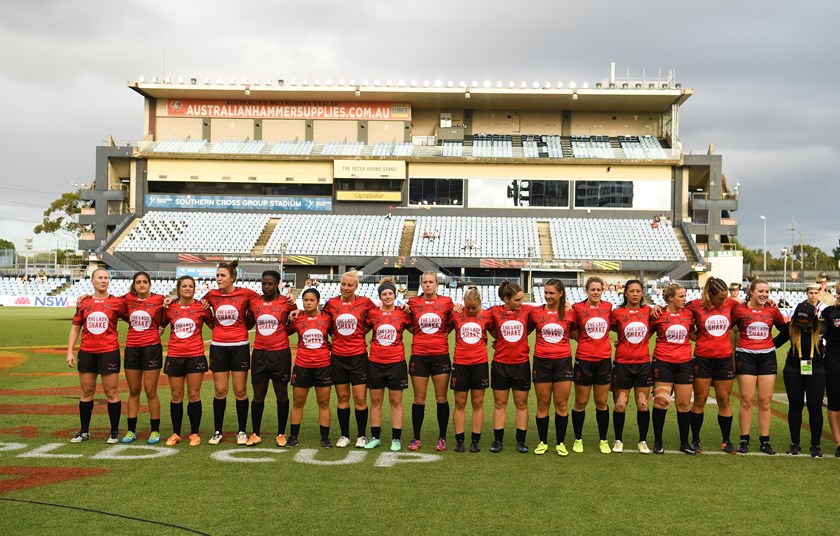 Canada line up during the 2017 Rugby League World Cup.