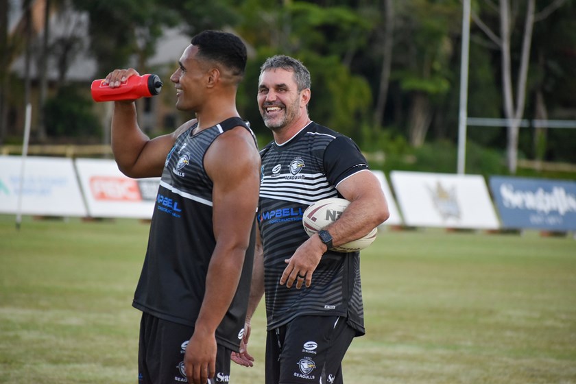 Ben Woolf when he was coaching Tweed Seagulls with player JJ Collins, who has since signed on with the Dolphins NRL side. 