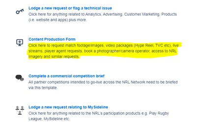 Requests should be submitted through "Content Production Form".