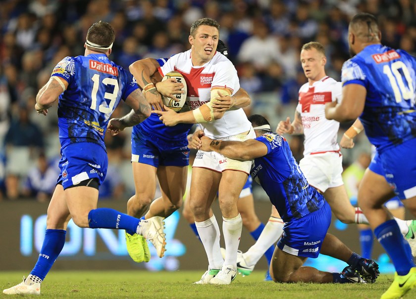 Sam Burgess playing for England in 2017.