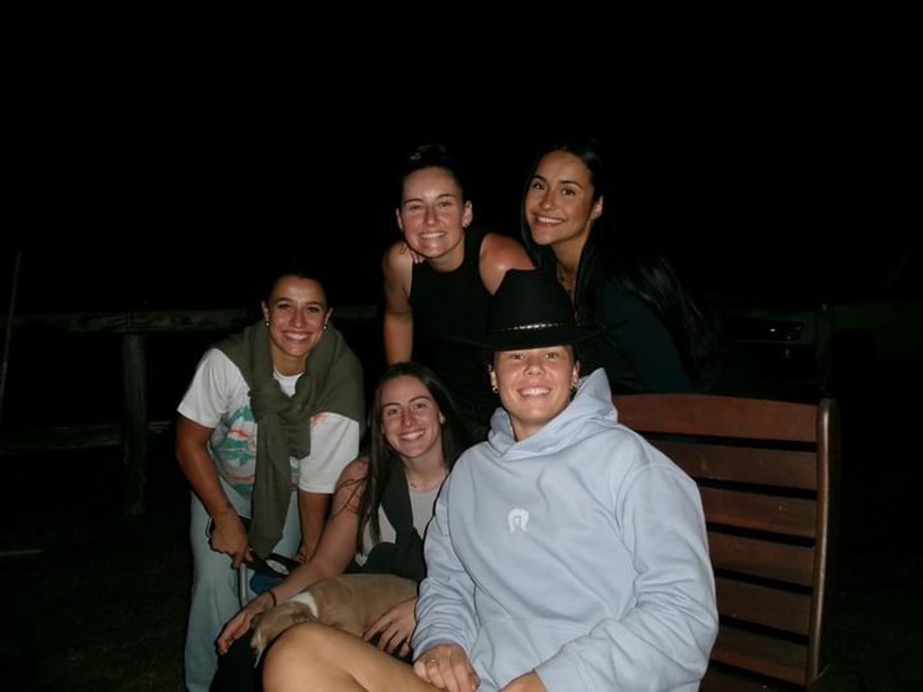 Players from the Cowboys NRLW team at Foord's family farm.