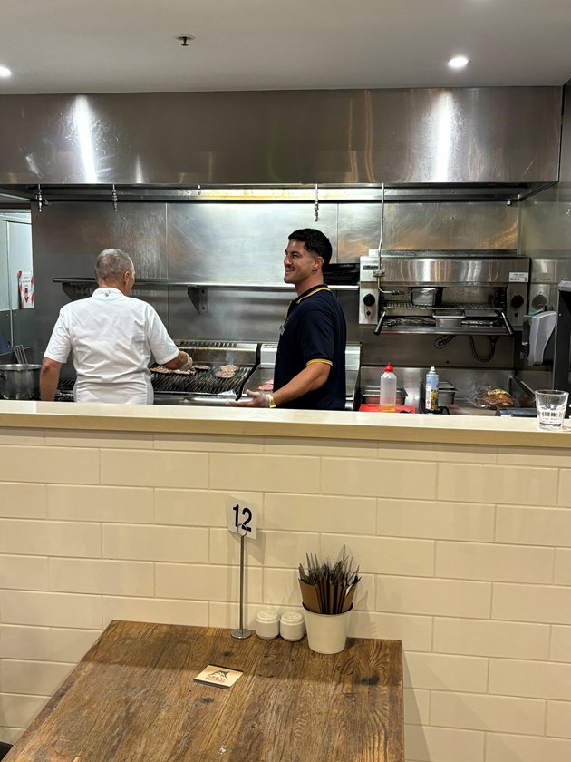 Dylan Brown spent Wednesday working in the kitchen at Parramatta Leagues Club.