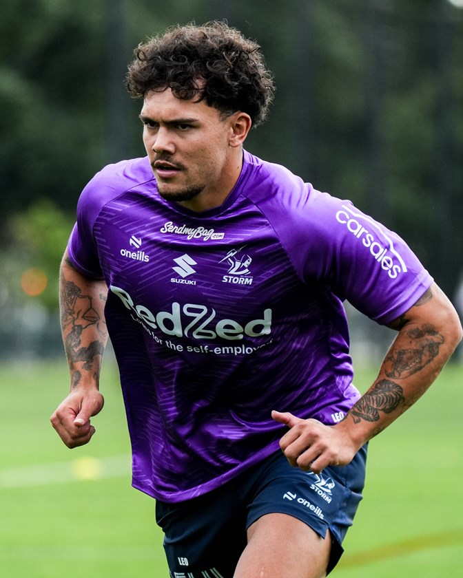 Moses Leo training with Melbourne Storm.