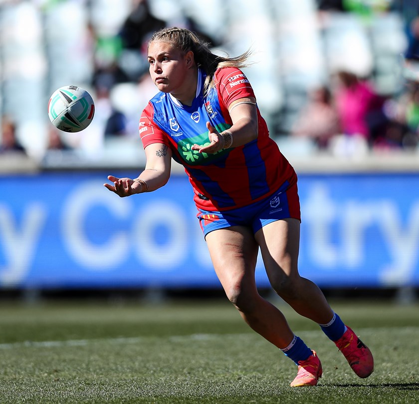 Caitlan Johnston-Green playing for the Newcastle Knights.