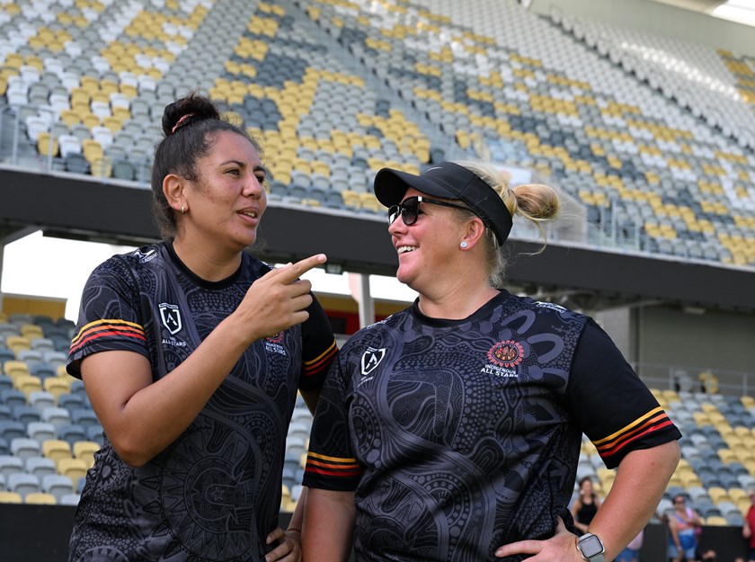 Tallisha Harden and Bec Young in camp with the Women's Indigenous All Stars team.