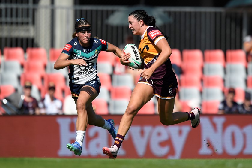 Romy Teitzel in action in Brisbane's Round 6 win over the North Queensland Cowboys.