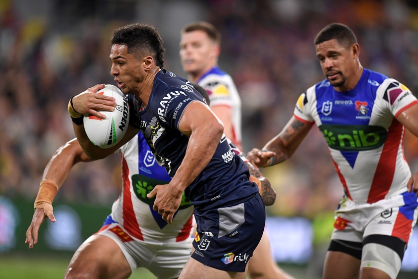 Heilum Luki carries the ball in the elimination final against the Knights.