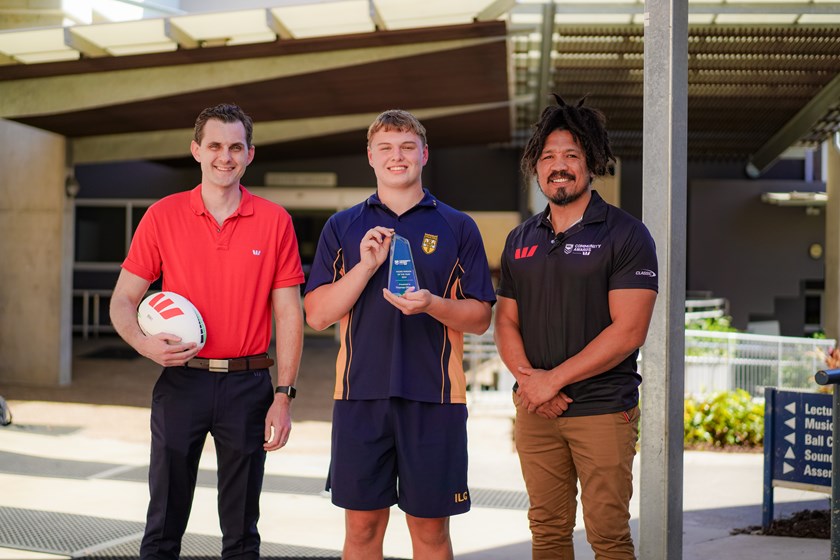 Young Person of the Year Award winner Thomas Ottaway with Jack O’Dempsey (Westpac) and Clinton Toopi (NRL National Program Manager).