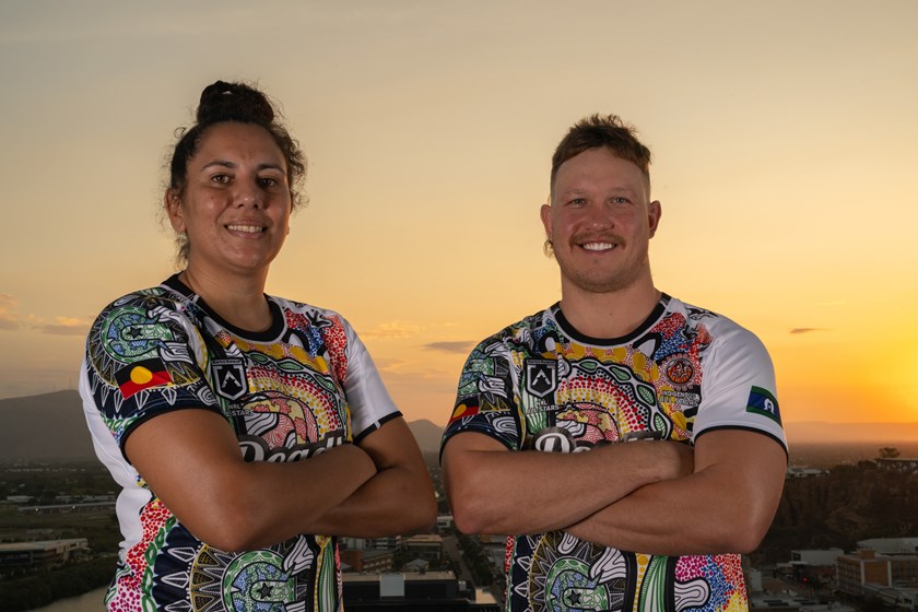 Indigenous All Stars representatives Tallisha Harden and Reuben Cotter.