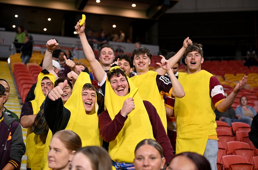 Broncos fans embrace the "bananas up for Flegs" campaign to celebrate Thomas Flegler. 