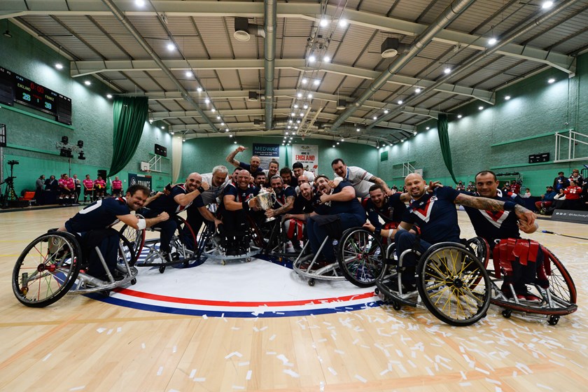 France wheelchair team celebrate a 2-0 series win against England