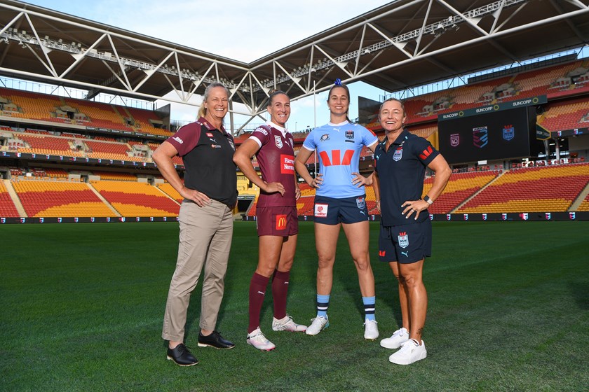 Tahnee Norris, Ali Brigginshaw, Kezie Apps and Kylie Hilder at Suncorp Stadium.