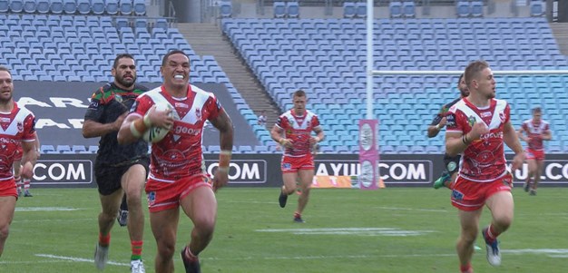 Frizell goes 90 metres for the try