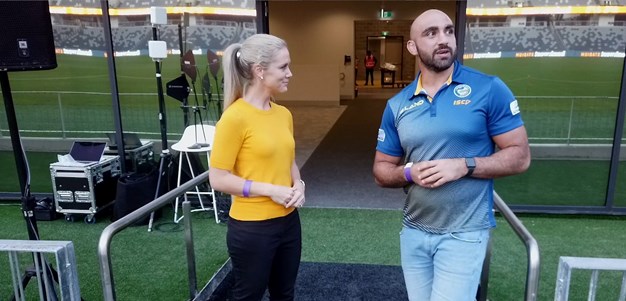 Mannah walks through Bankwest Field Club