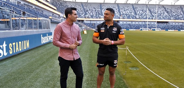 Nofoaluma looks for the best seat inside Bankwest Stadium