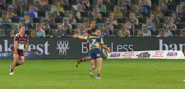 Moses slots a field goal to give the Eels a lead of seven