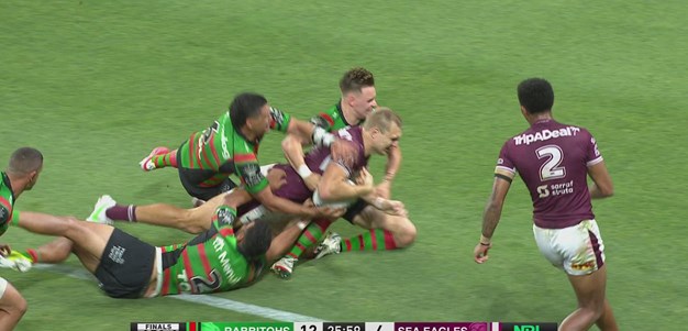 The Rabbitohs defence comes up big to stop Turbo Tom