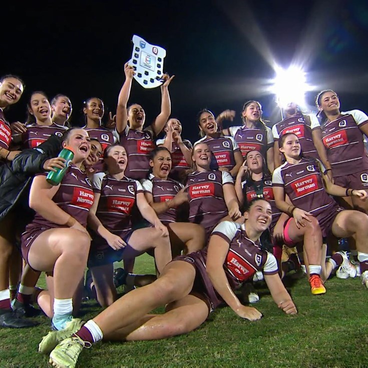 The Women U19s Maroons lift the shield