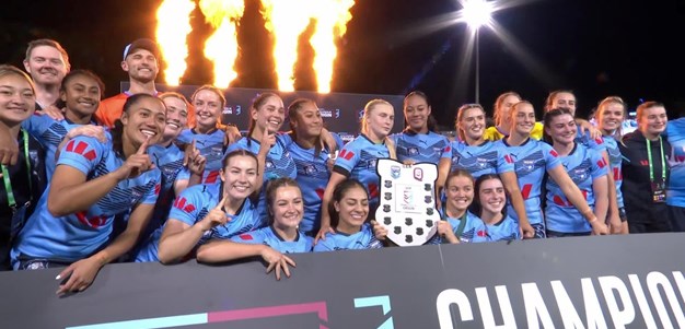 The U19s Women's Origin trophy presentation