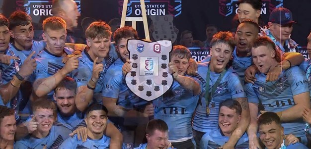 The U19s Origin trophy presentation