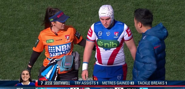 Jesse Southwell leaves the field injured