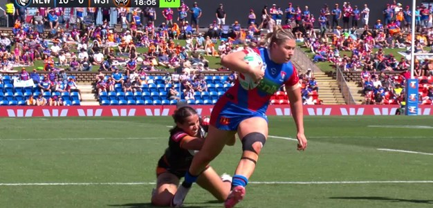 The Wests Tigers defence stops Gallagher again