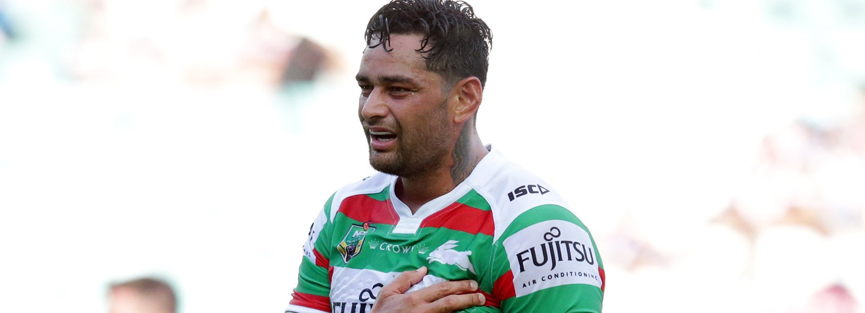 John Sutton clutches an injury in Round 1 against the Roosters.