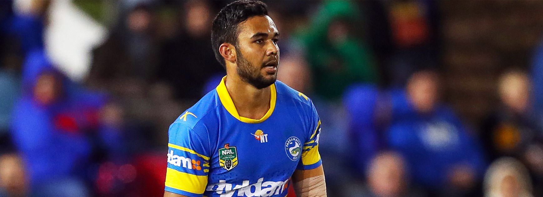 Eels winger Bevan French during his NRL debut against Newcastle.