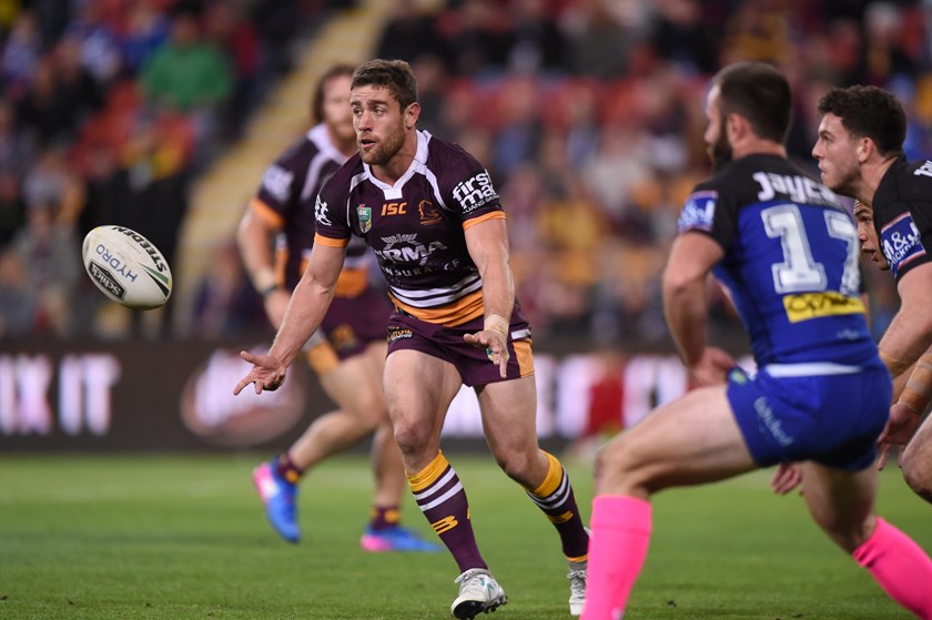 Brisbane hooker Andrew McCullough takes on the Canterbury defence.