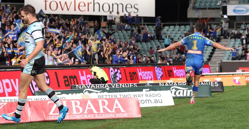 Jarryd Hayne thrilling Eels fans in 2014.