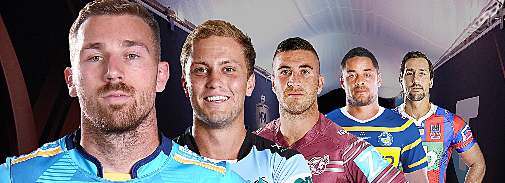 On the move: Bryce Cartwright, Matt Moylan, Joel Thompson, Jarryd Hayne and Mitchell Pearce.