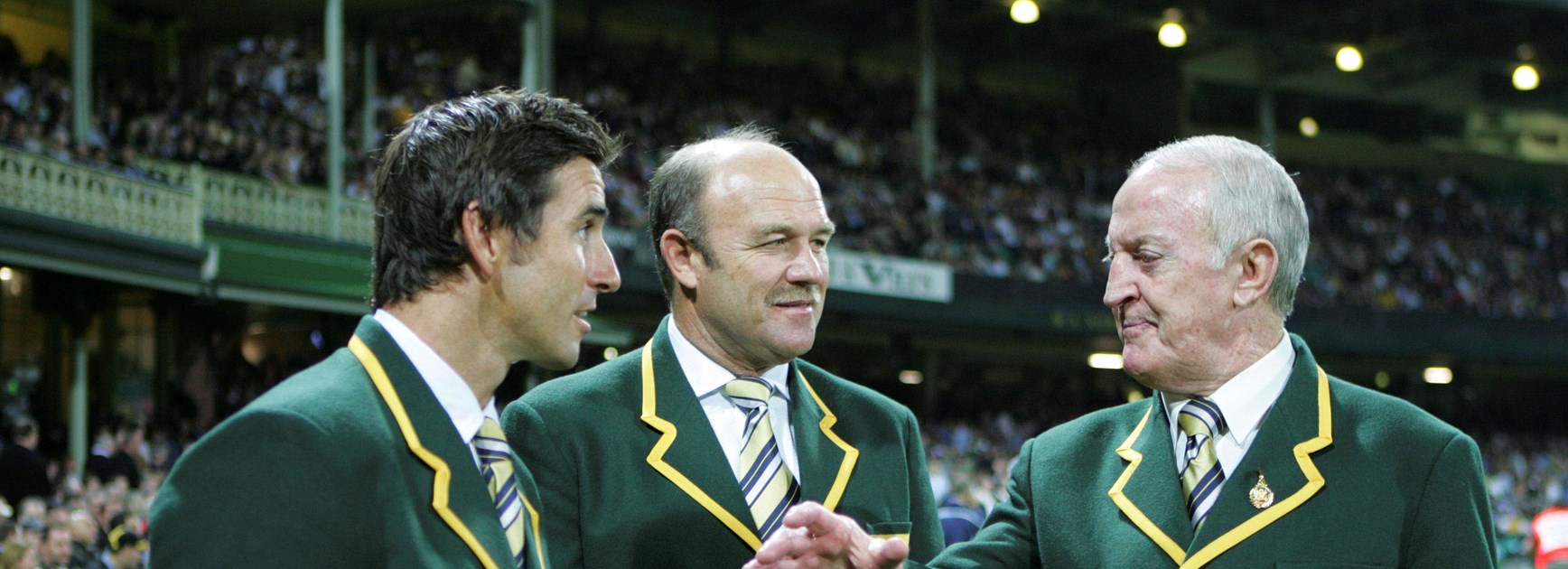 Rugby League Immortals Andrew Johns, Wally Lewis and John Raper.