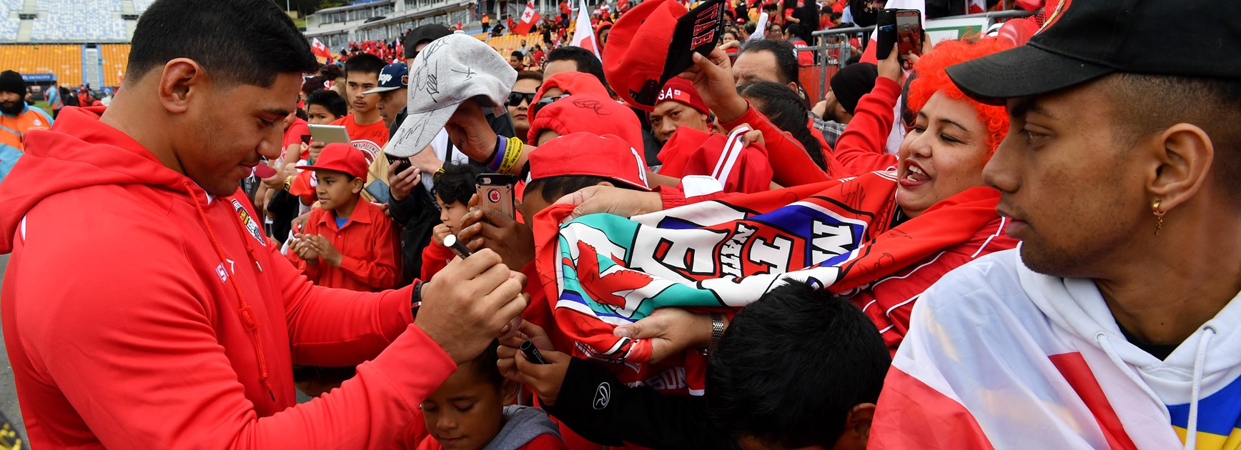 Jason Taumalolo at the Tonga fan day.