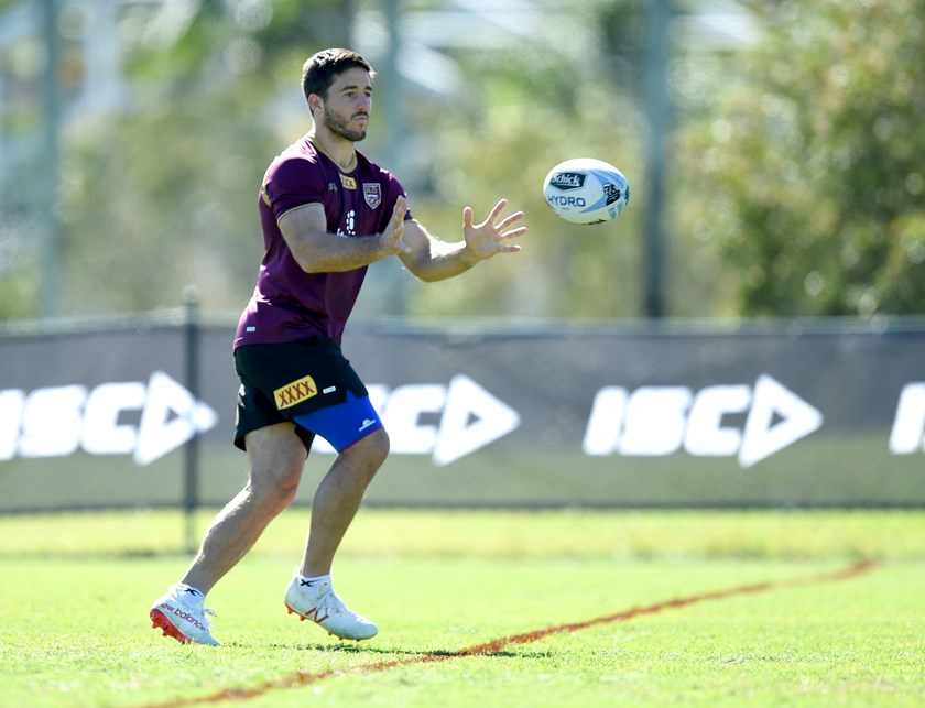 Queensland halfback Ben Hunt at training. 