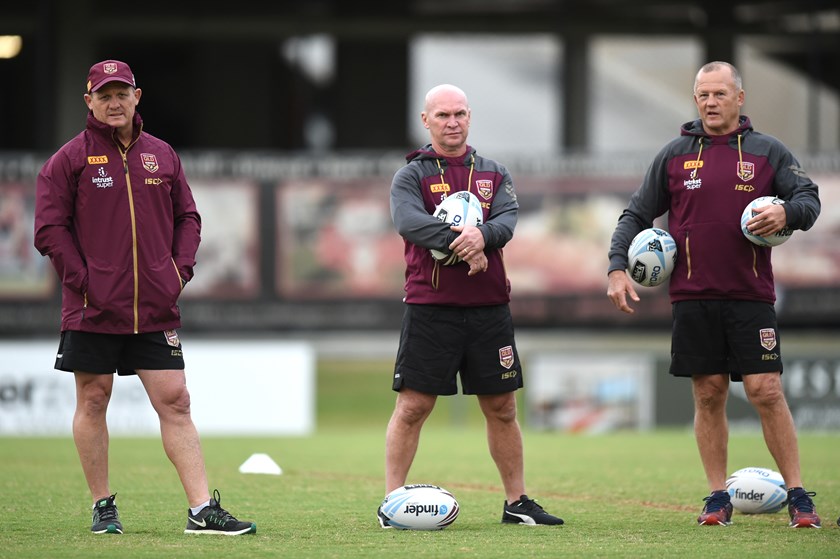 Kevin Walters, Allan Langer and Trevor Gillmesiter at Maroons training.