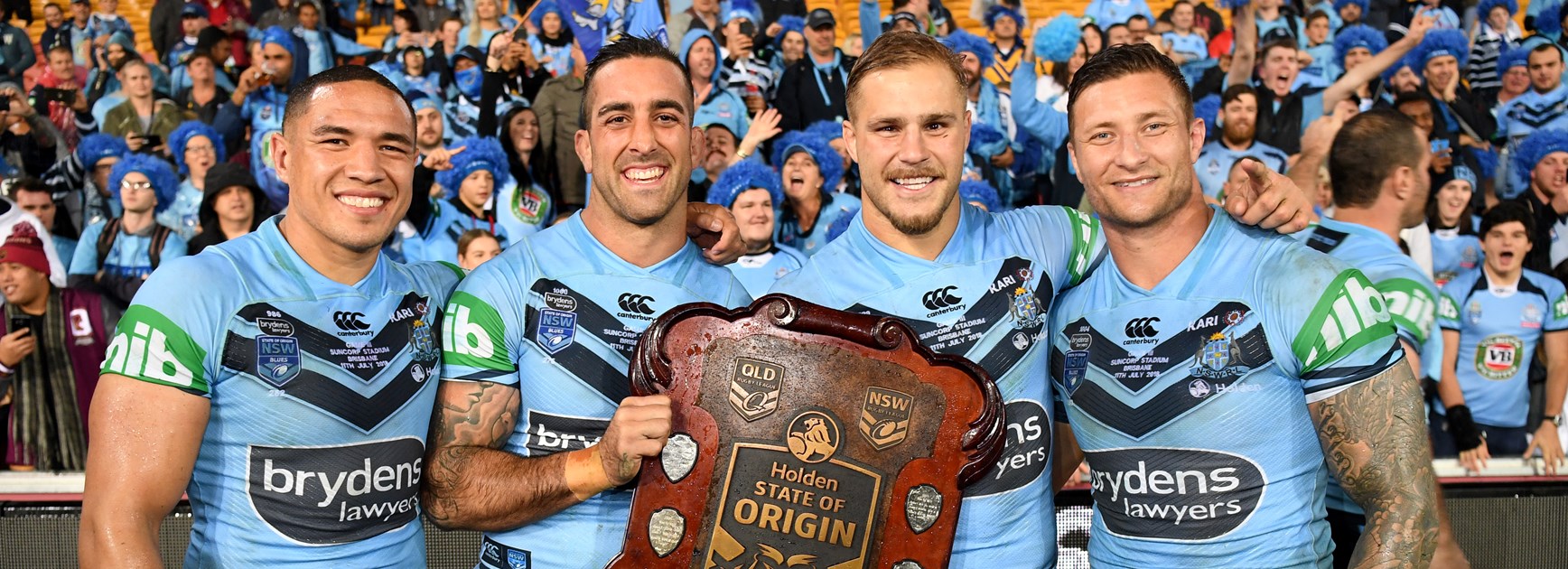 The Dragons' Origin winners Tyson Frizell, Paul Vaughan, Jack de Belin and Tariq Sims.