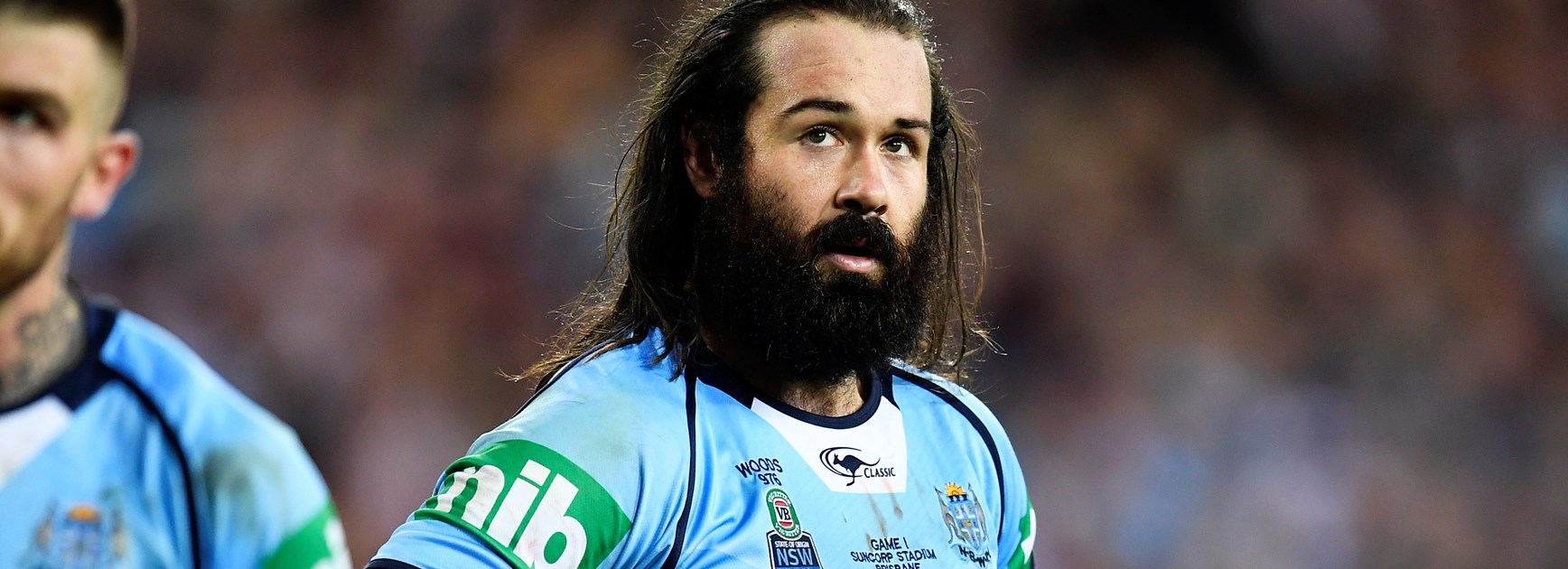 Aaron Woods during State of Origin in 2017.