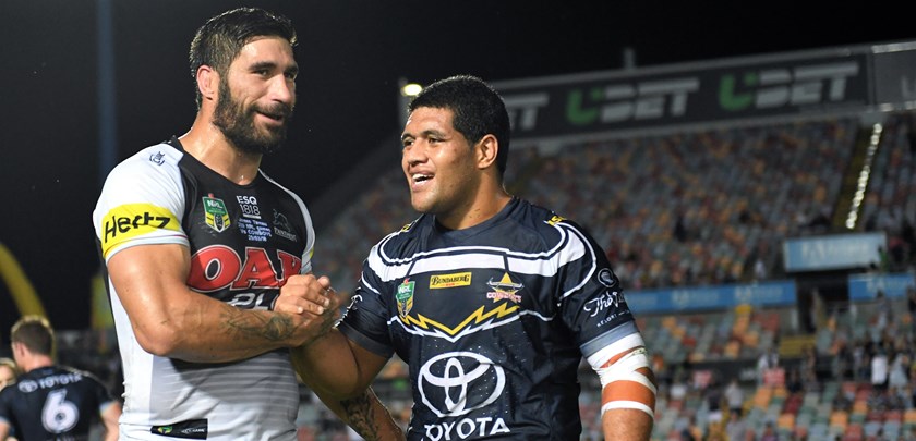 James Tamou with John Asiata.