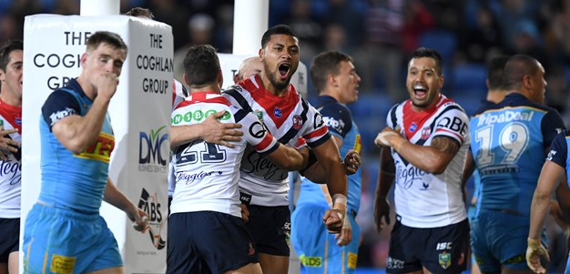 Three Roosters score on debut in controversial win over Titans