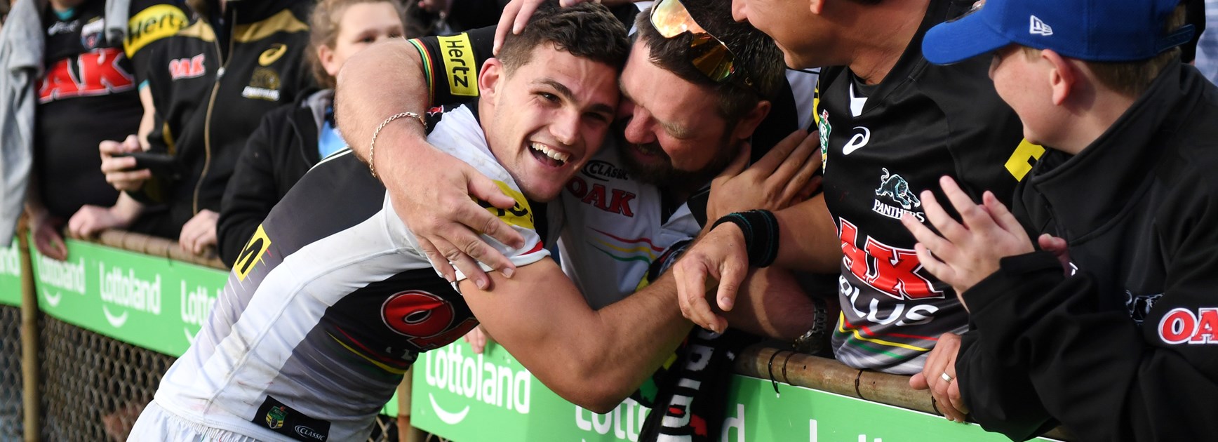 Nathan Cleary with Panthers fans.