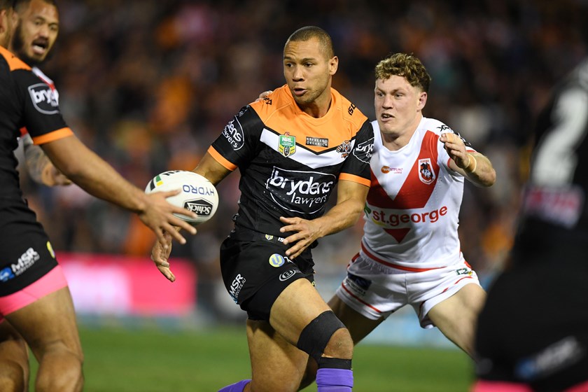 Wests Tigers fullback Moses Mbye.